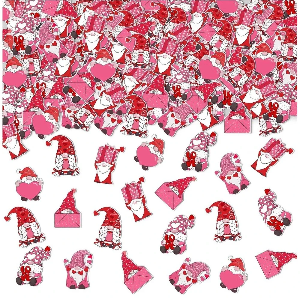 600pc Valentines Gnomes Confetti Pink Red Table Decorations Party Decor 3 Packs